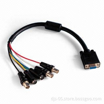 Multimedia Cable, HDB15 F to 3* BNC F +2* MD4 F, Available in Different Cable Lengths
